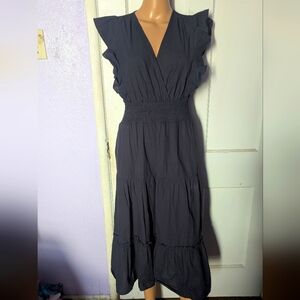 Pinch Slate Ruffle Sleeve Midi Dress